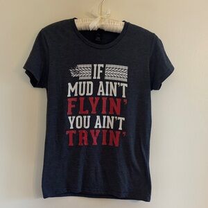 Anvil Navy Short-Sleeve Motocross Graphic Tee with White & Red Print